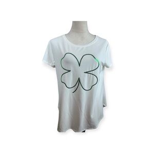 Apt. 9 Off-White top with green Sequin Shamrock size large